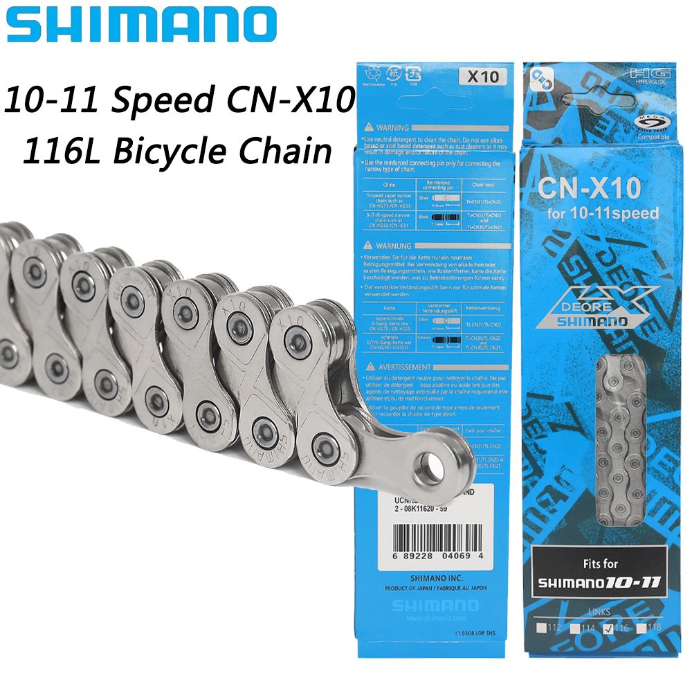 Цепь Для Горного Велосипеда SHIMANO CN-X10, 10/11 Скоростей, 116L, Оригинальные Аксессуары Для Велосипеда