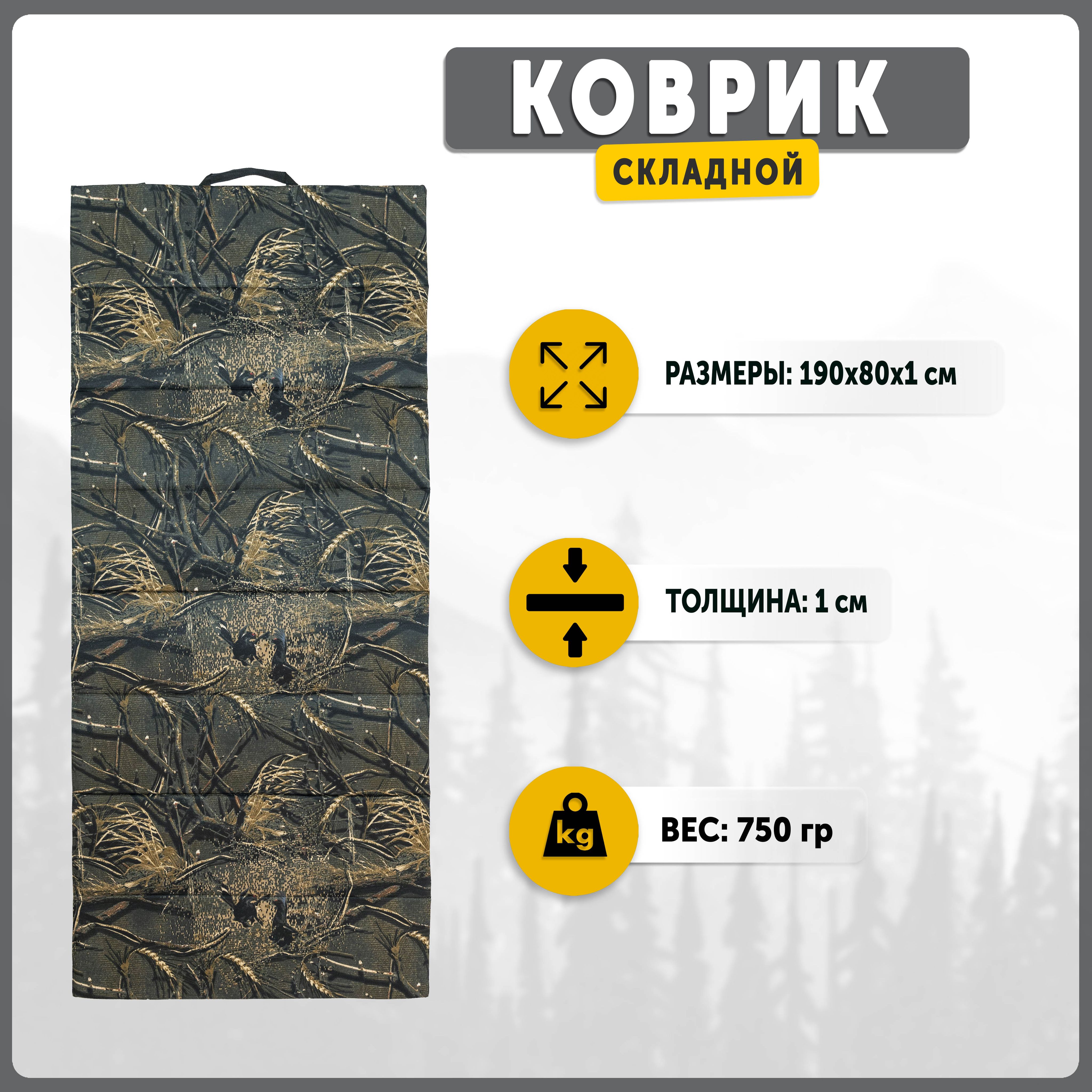 Коврик складной туристический Talberg FOLDING CAMO MAT, L 190х80х1 см