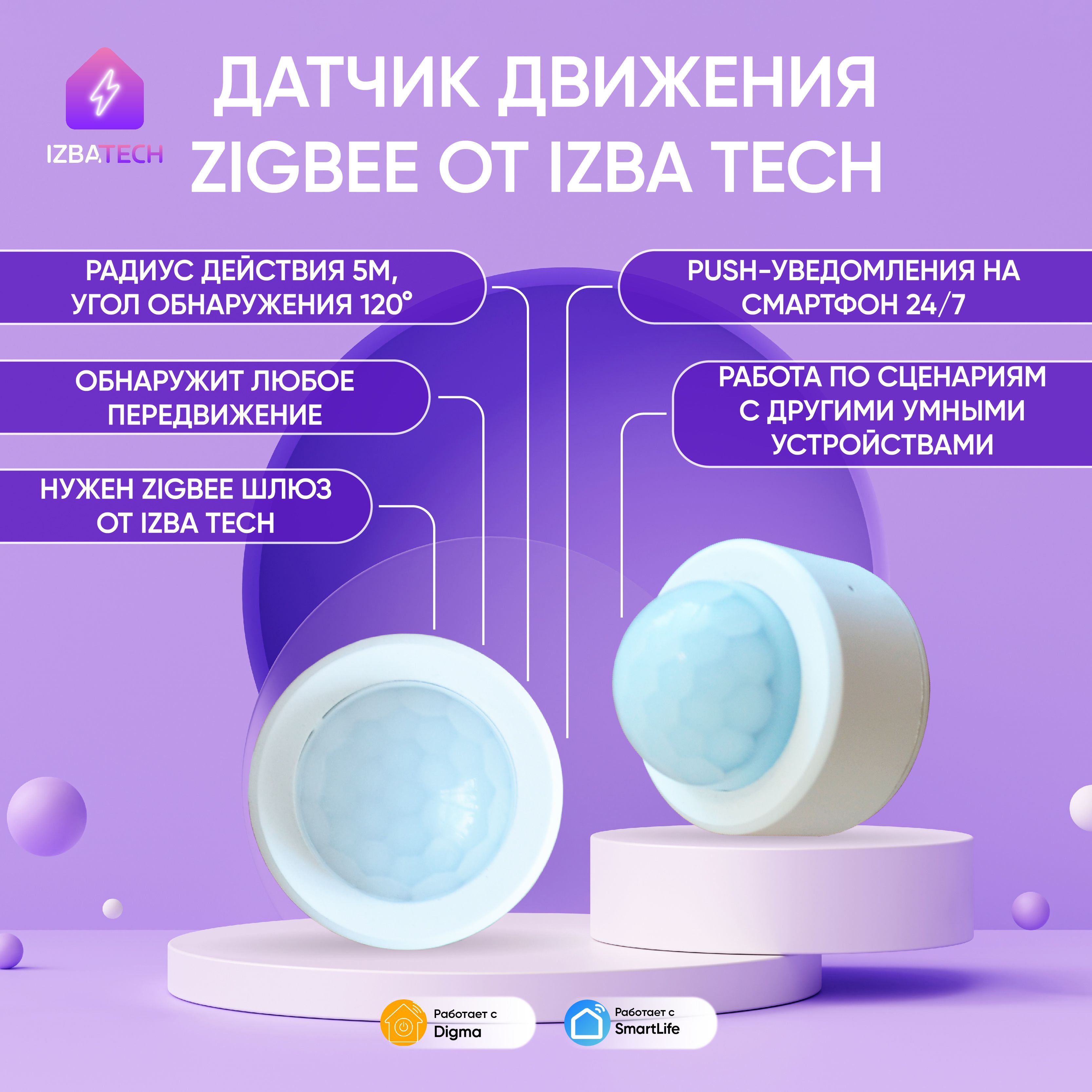 Умный беспроводной датчик движения Tuya Zigbee для умного выключателя /  розетки / лампочки для Алисы - купить с доставкой по выгодным ценам в  интернет-магазине OZON (271677675)