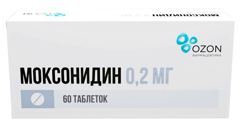 Моксонидин, таблетки покрытые пленочной оболочкой 0.2 мг, 60 шт.