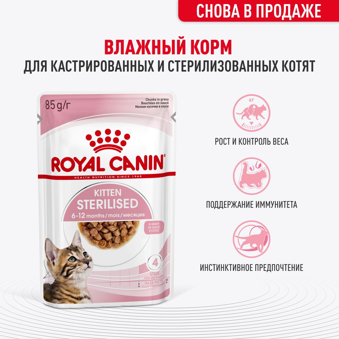 Влажный корм для стерилизованных котят Royal Canin Kitten Sterilised в соусе 85 г х 28 шт