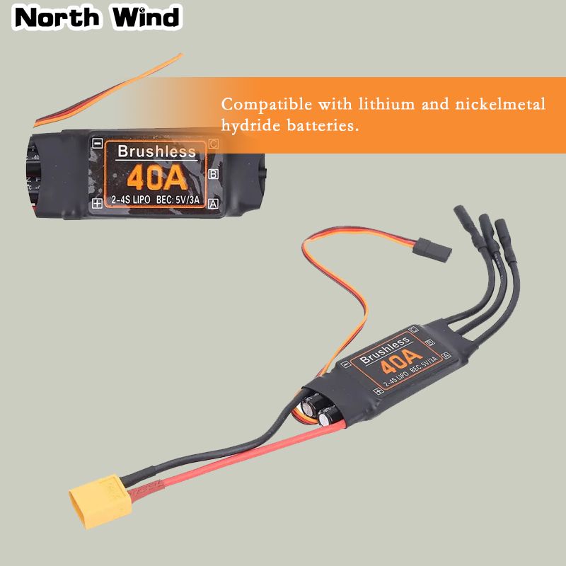 40A Бесколлекторный ESC 2-4S Электронный регулятор скорости XT60 Штекер 5V