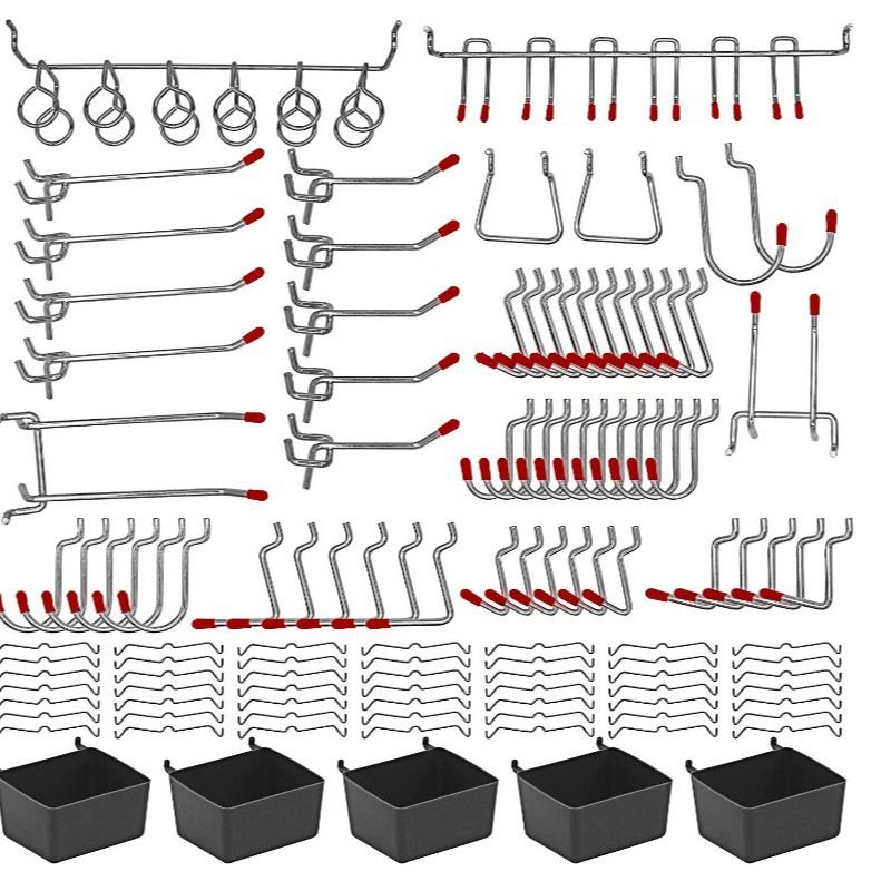 Металлические крючки для перфорированной панели 114 шт, органайзер, набор, подвесные замки