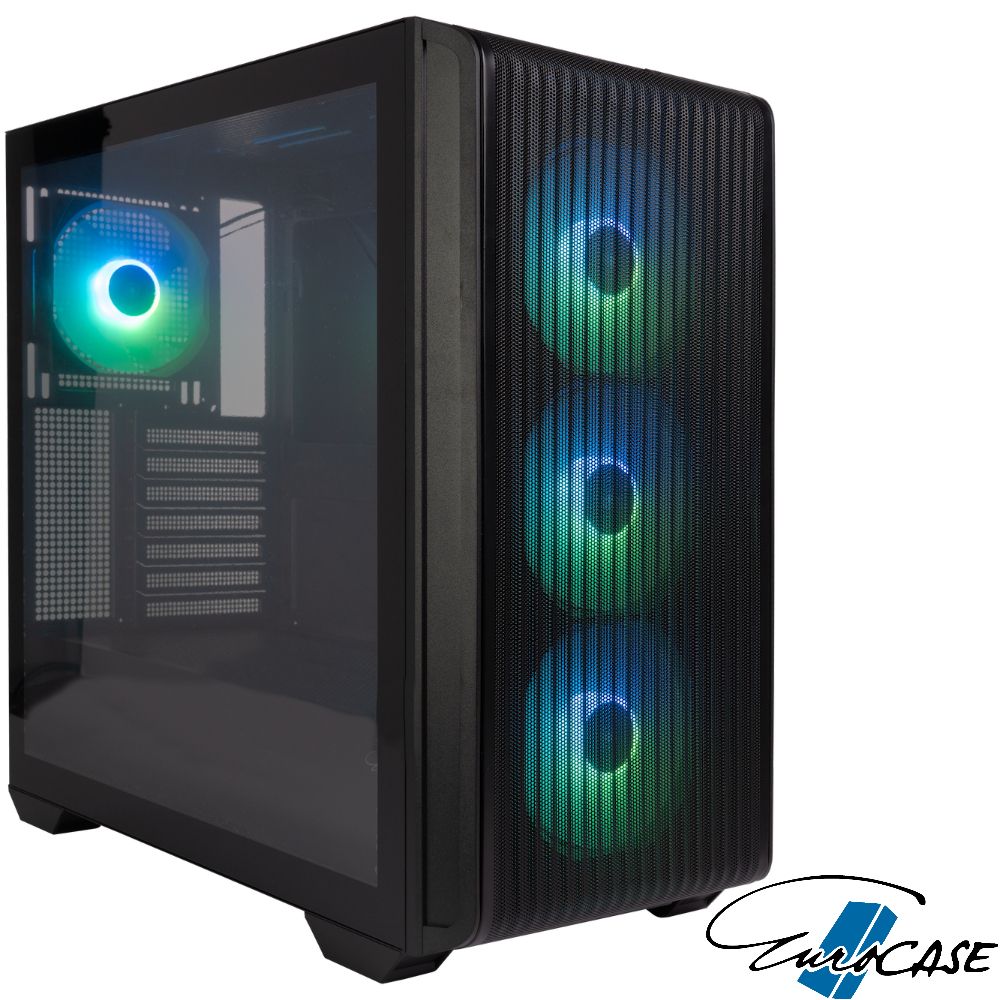 Игровой корпус для ПК Eurocase A301 ARGB, закаленное стекло, ATX, Micro-ATX, Mini-ITX, 2xUSB3.0, 1xUSB Type-C, 4 вентилятора