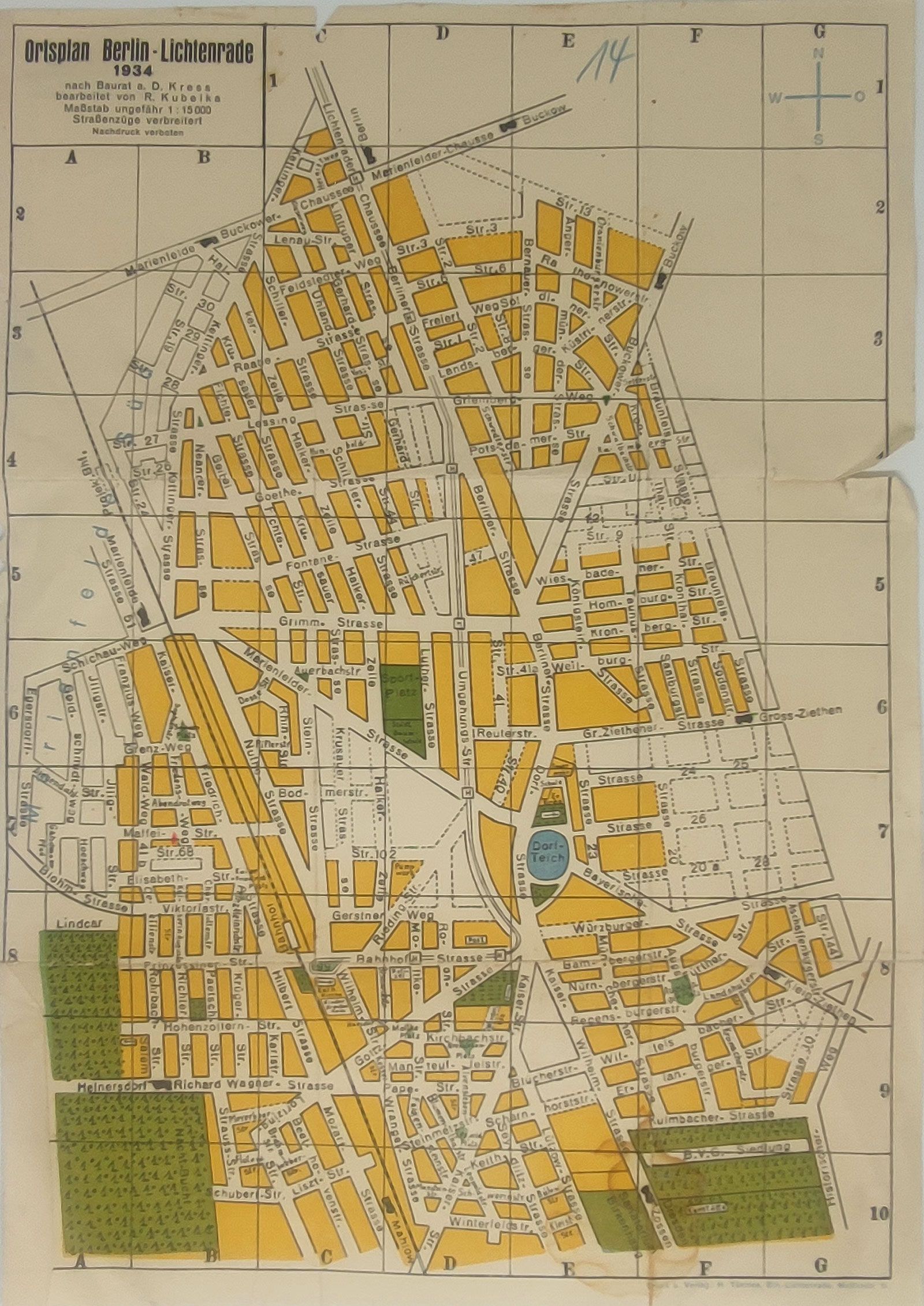 антикварная карта Берлин 1934 городская часть