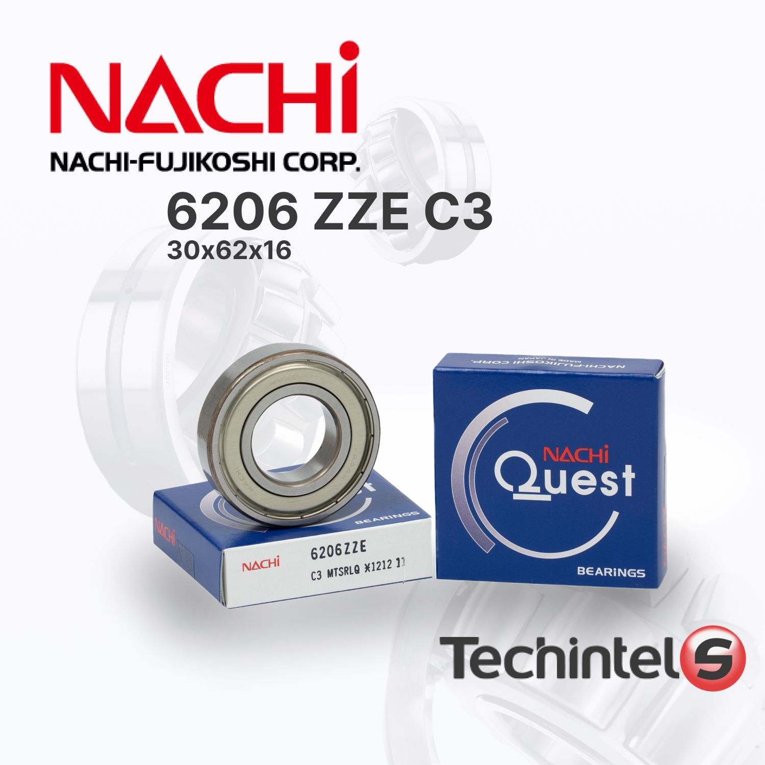 Подшипник NACHI 6206 ZZE C3 (2Z ZZ) 30х62х16