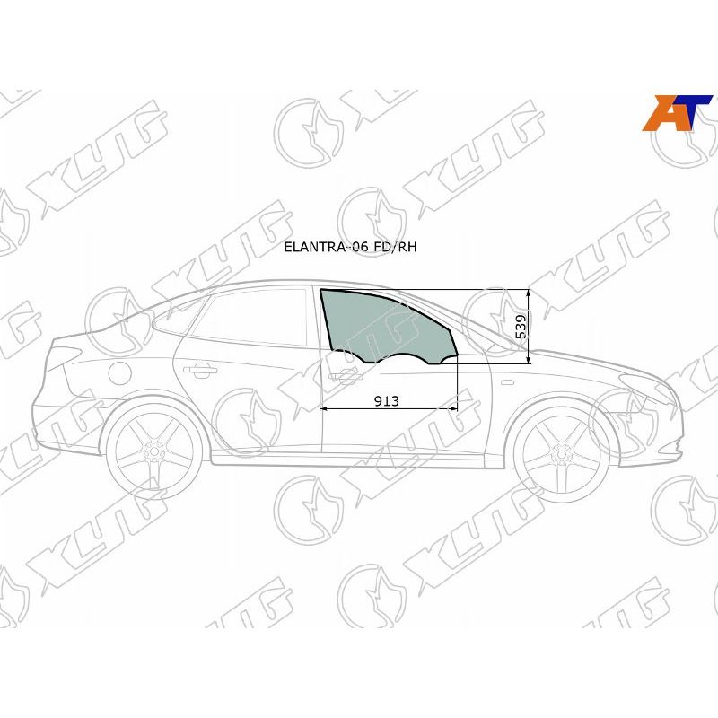 Стекло двери передней правой для Хендай Аванте 2006-2010, Hyundai Avante стекло двери передней правой XYG ELANTRA-06 FD/RH