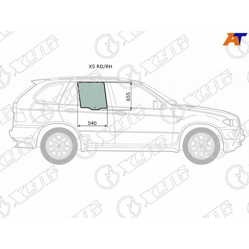 Стекло двери задней правой для БМВ Е53 рестайлинг 2003-2006, BMW X5 E53 рестайлинг стекло двери задней правой XYG X5 RD/RH