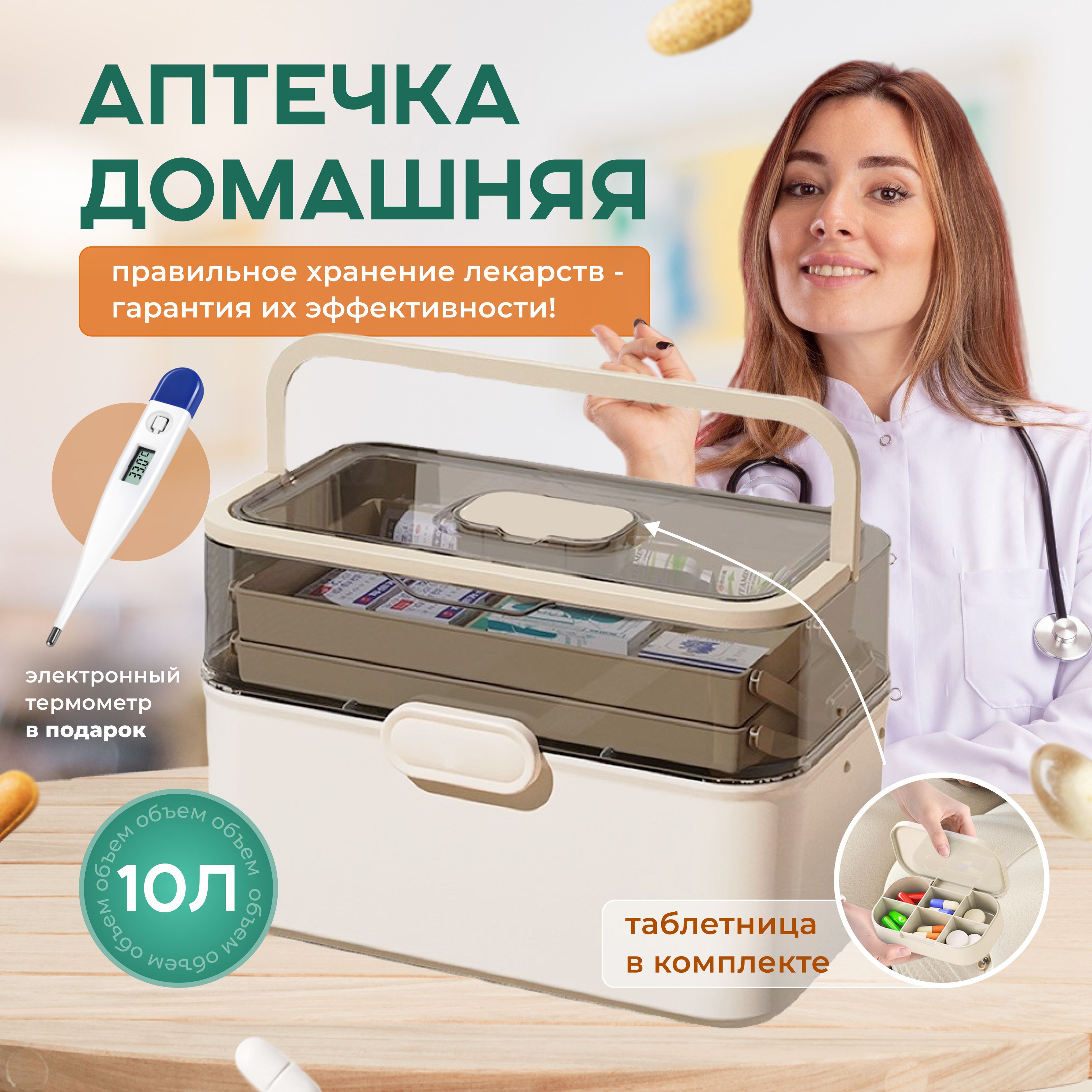 Аптечка домашняя пластиковая, контейнер, органайзер для хранения лекарств и медикаментов купить на OZON по низкой цене (1651502748)