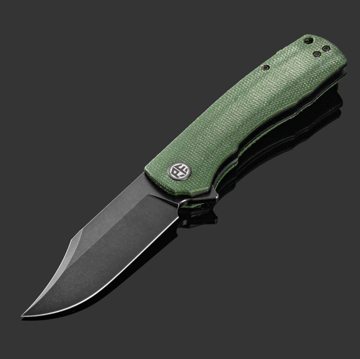 Складной нож Petrified Fish Victor Blackwash PFP03 (PFP03GRMW), сталь K110, рукоять Green Micarta