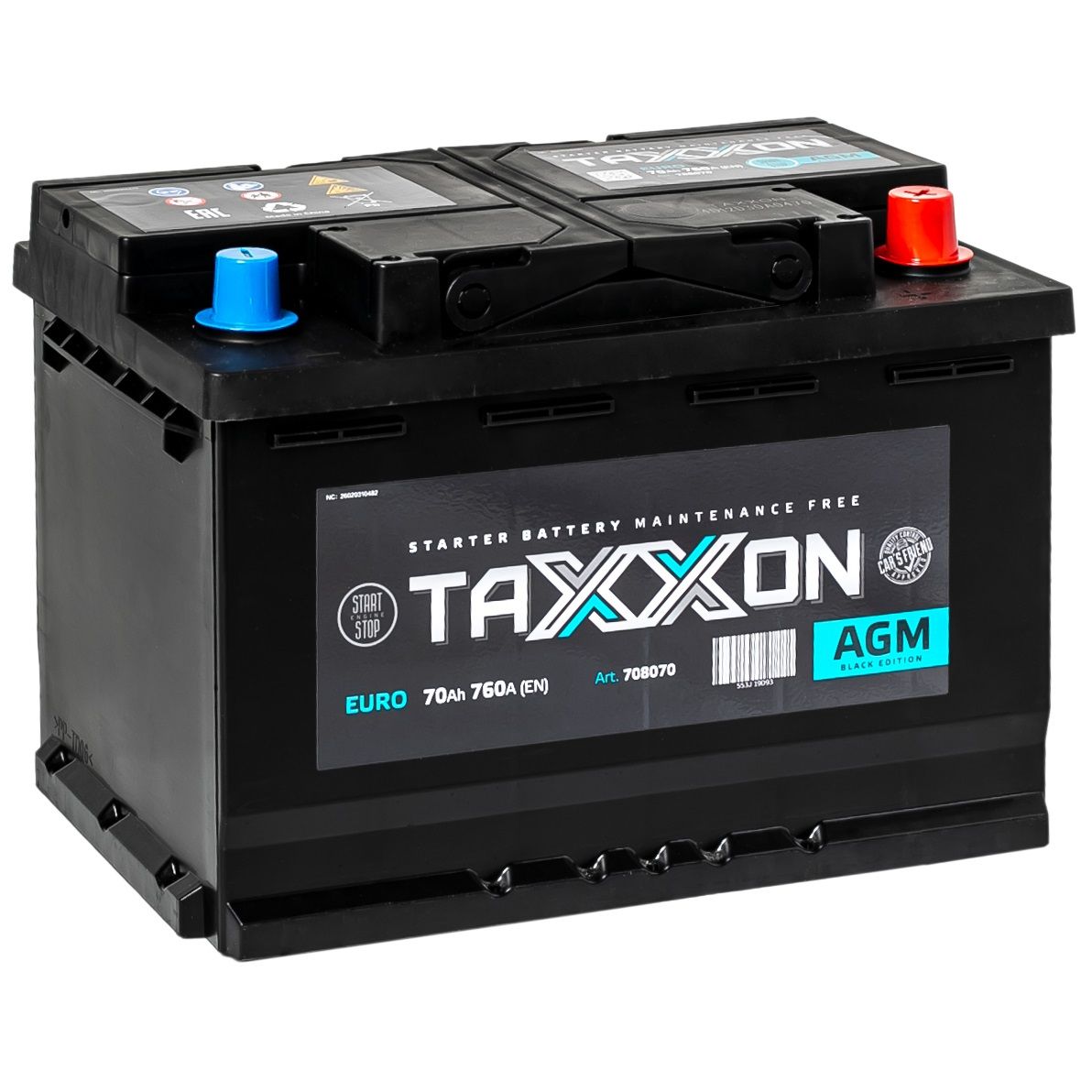 Автомобильный аккумулятор TAXXON AGM 70R+ (арт. 708070)