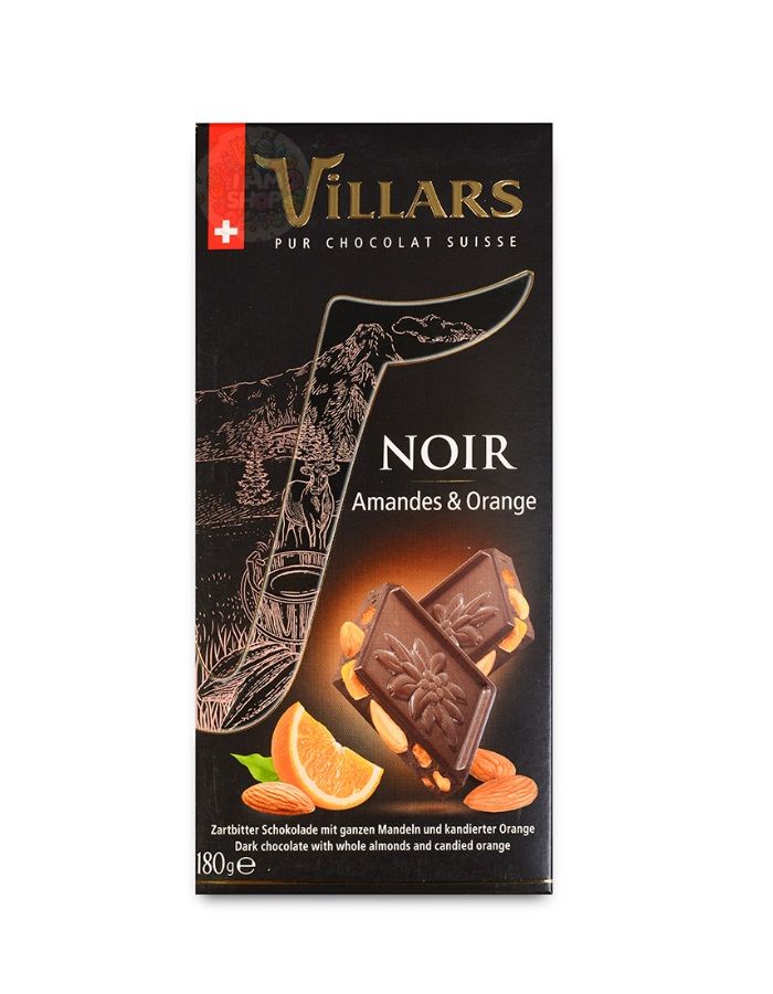 Шоколад горький Villars с миндалем и цукатами 180 г, Швейцария