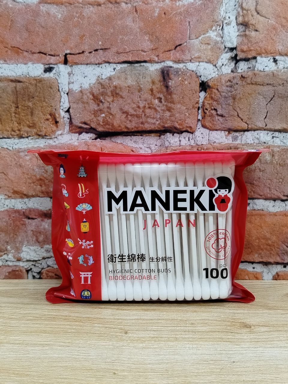 Ватные палочки MANEKI Палочки ватные RED с бумажным стиком
