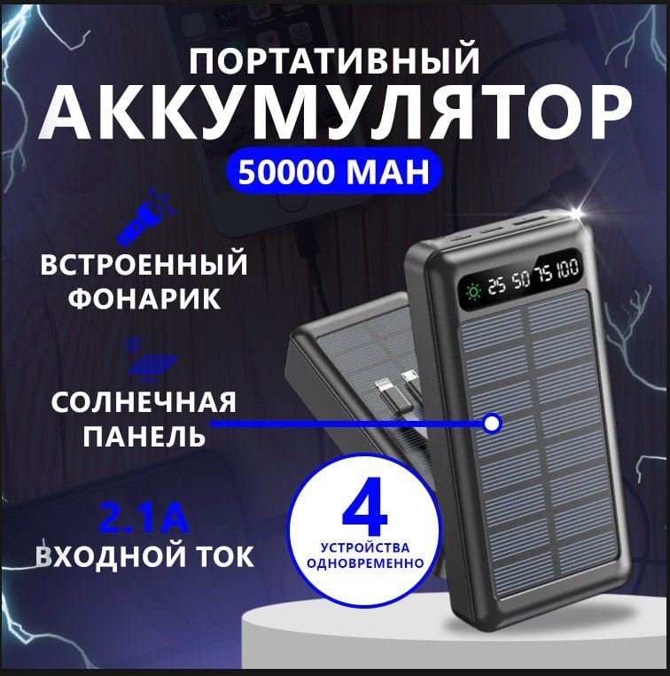 Повербанк 50000 / внешний аккумулятор с быстрой зарядкой, power bank 22.5W