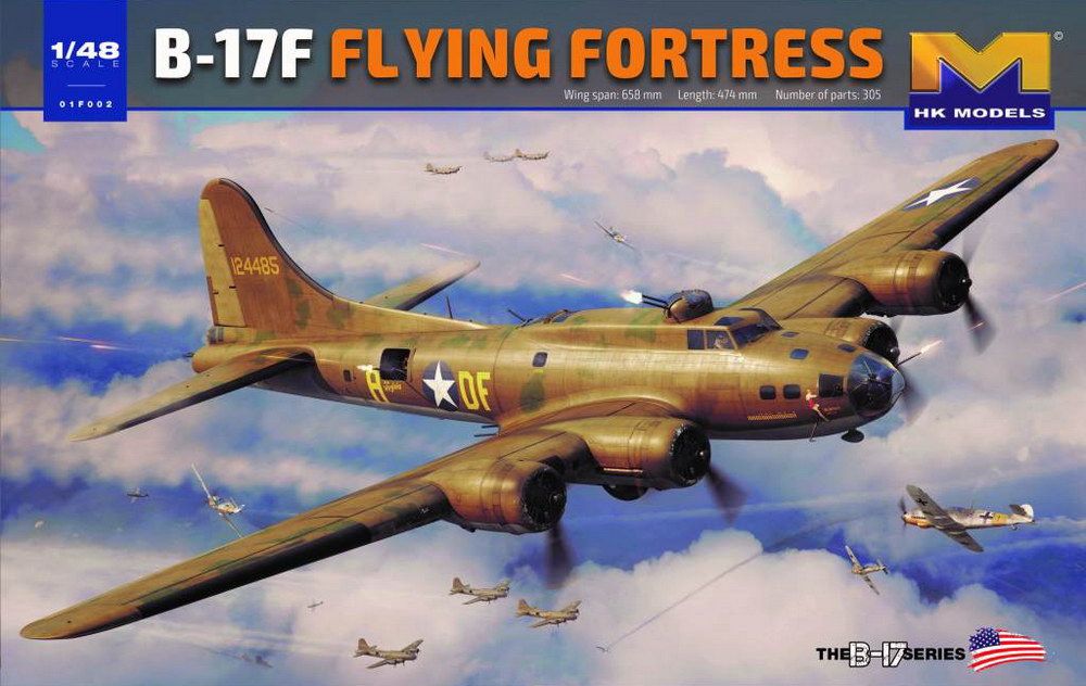 Сборная модель самолета B-17F Flying Fortress 01F002, масштаб 1/48