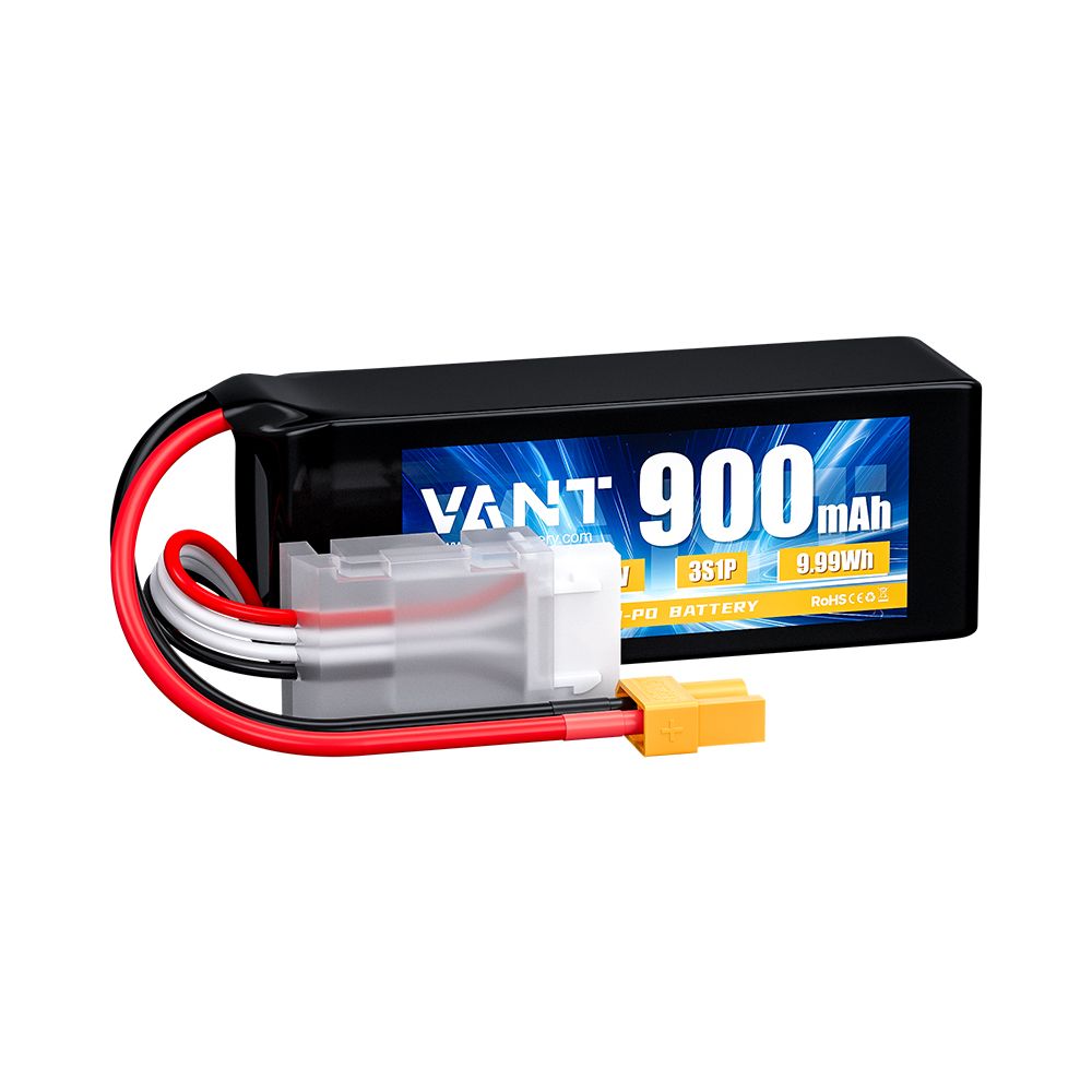 Аккумулятор LiPo Vant - 11.1В 900мАч 50C (мягкий корпус, 3S, разъём XT30)