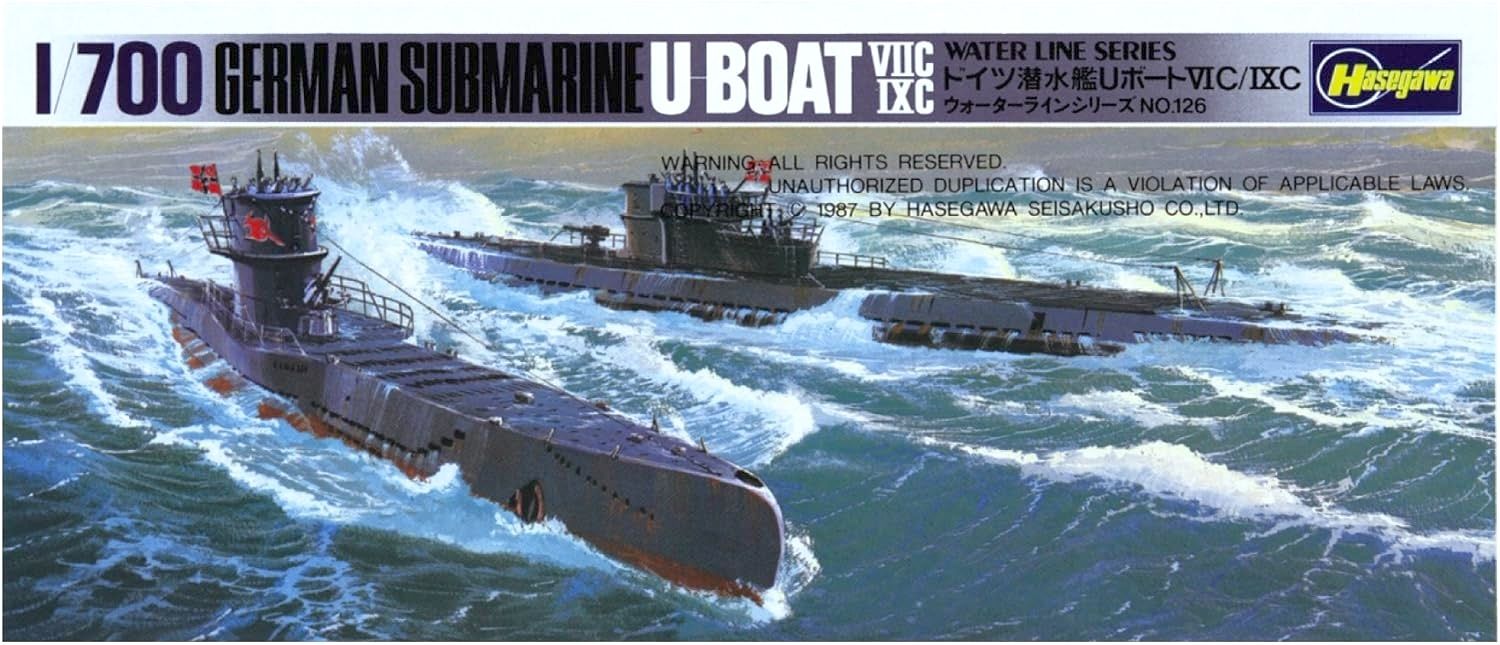 Hasegawa German submarine U-Boat VIIC-IXC, Water Line Series, 1/700, Сборная модель H-901