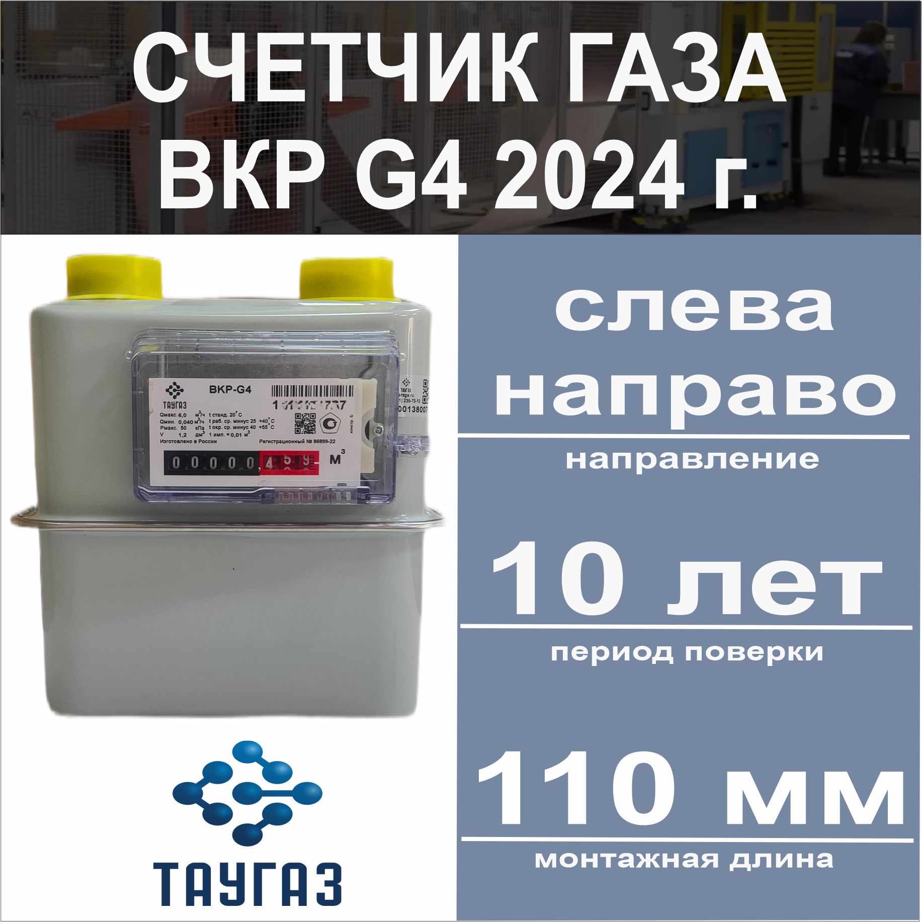 Счетчик газа BKP-G4 Левый 2024 г.