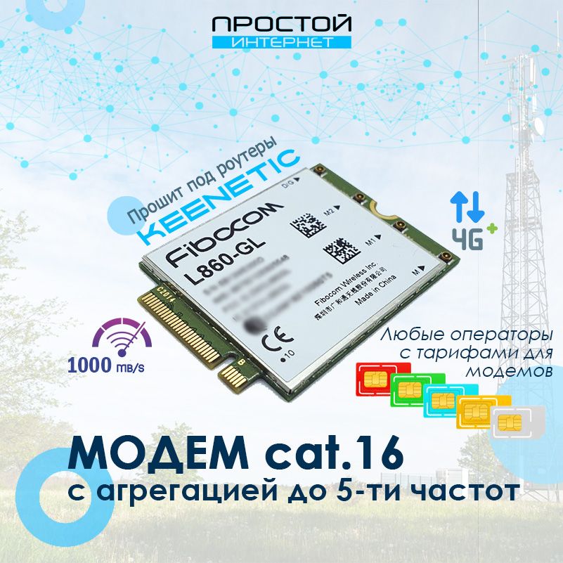 Мегабыстрыймодем1000Мбит/секCat.16Fibocom860сагрегациейдлядомаидачи