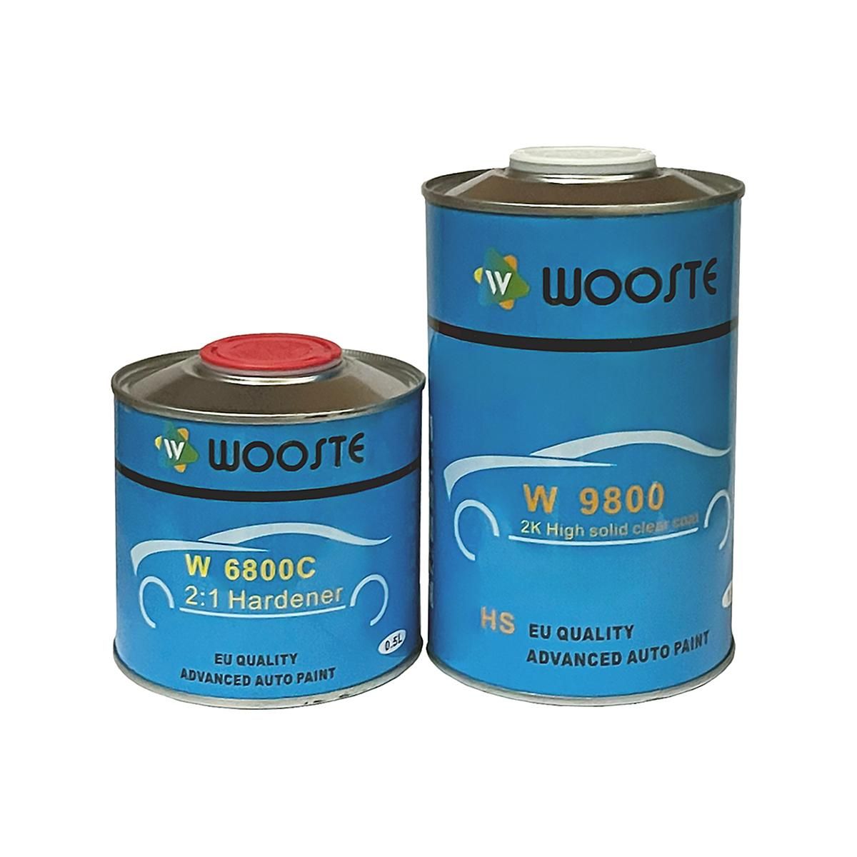 WOOSTE HS W9800 2K Clear Coat Автомобильный акриловый прозрачный лак 1 л. с отвердителем 0,5 л.