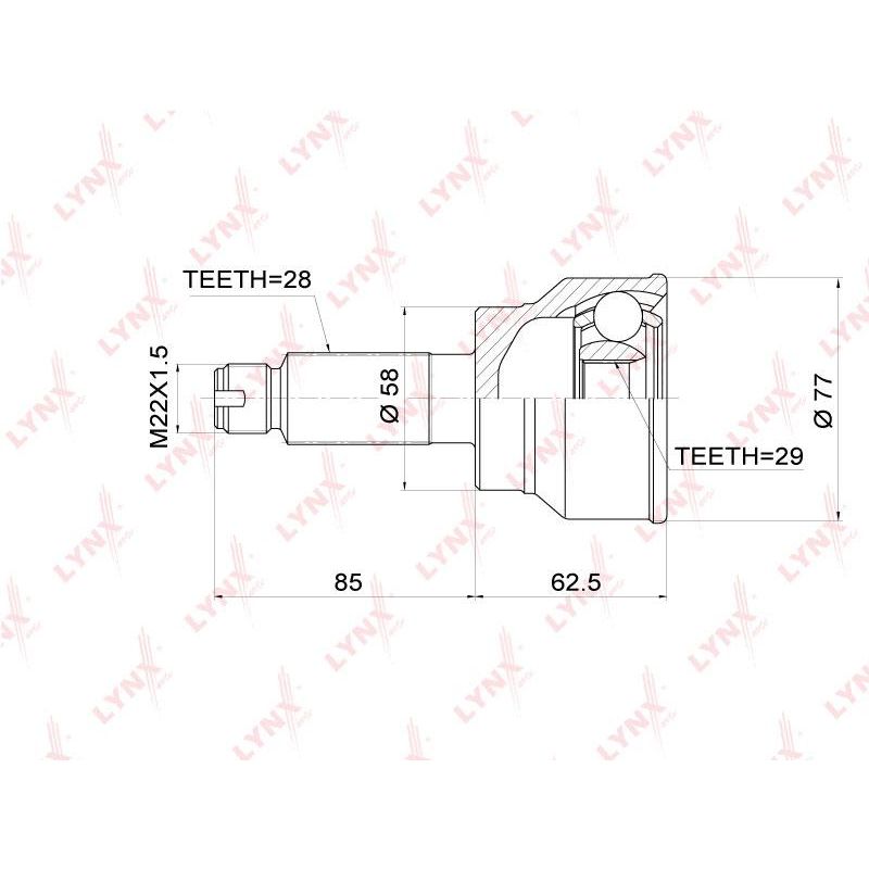 ШРУС наружный подходит для SUXUKI SX4 1.5-1.6 06, FIAT Sedici 1.6-1.9D 06 CO-3680 LYNXAUTO CO-3680