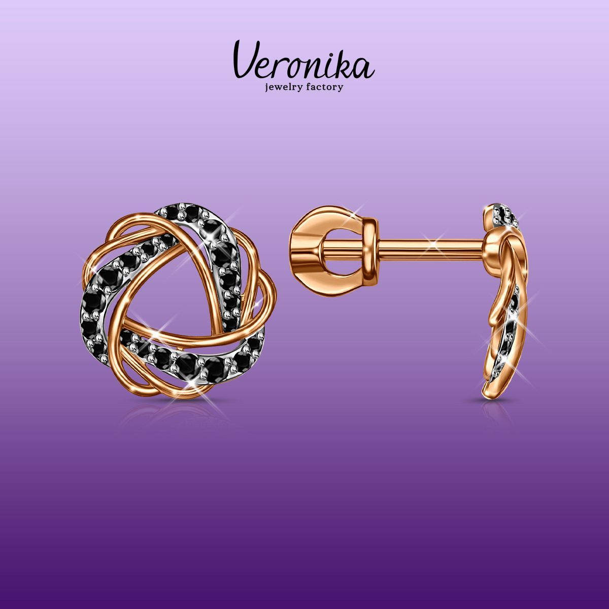 Veronika jewelry factory Серьги женские серебро 925 пробы пусеты гвоздики