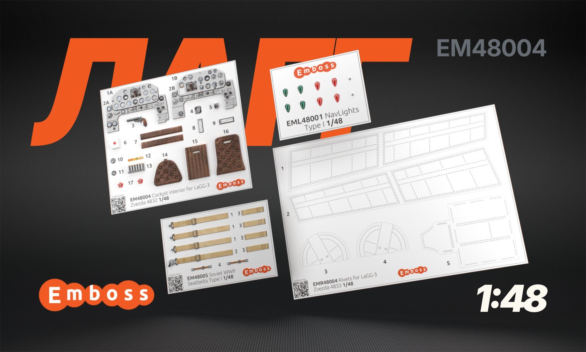 Комбо набор для модели ЛаГГ-3 Звезда 4833 1:48 (3D декаль)
