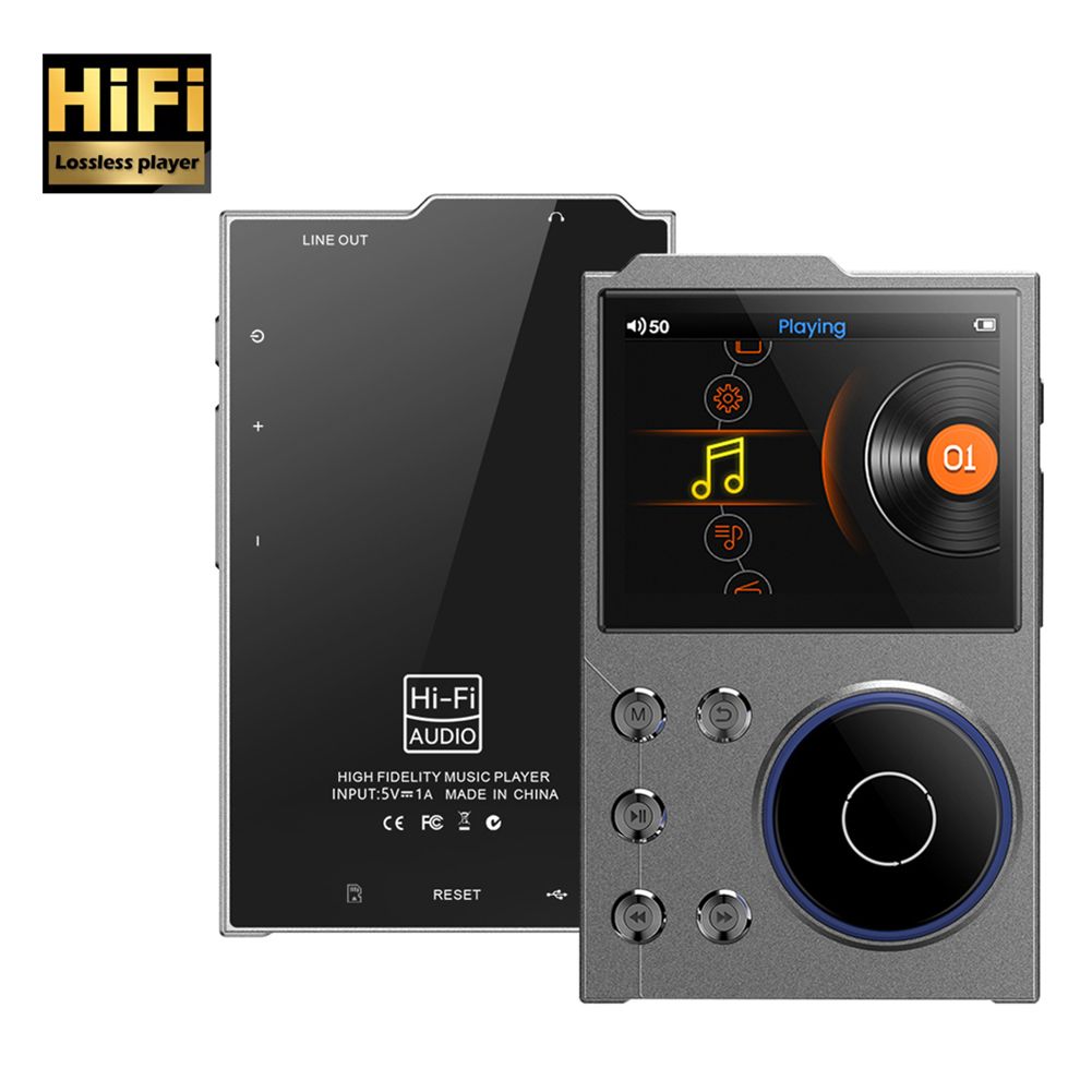 MP3-плеер HiFi MP3-плеер DSD Цифровой аудиоплеер без потерь, совместимый с Bluetooth 16 ГБ, серый