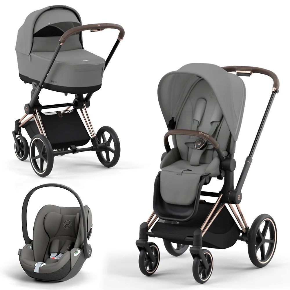 Cybex Priam IV коляска 3 в 1 Mirage Grey/Rosegold с автокреслом Cybex Cloud T i-Size Mirage Grey