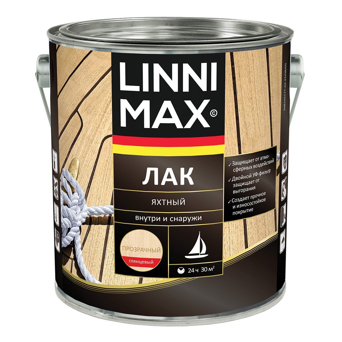 Лак яхтный Linnimax, алкидно-уретановый, глянцевый, 2,5 л