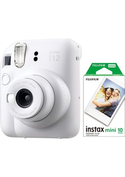 Белая камера Fujifilm Instax Mini 12 и пленка 10 Mini