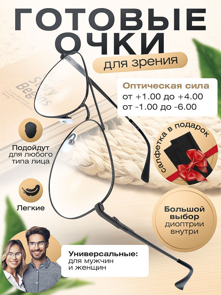 Готовые очки для зрения и чтения Fabia Monti с диоптриями +1.00. Мужские, черный купить на OZON по низкой цене (510552992)