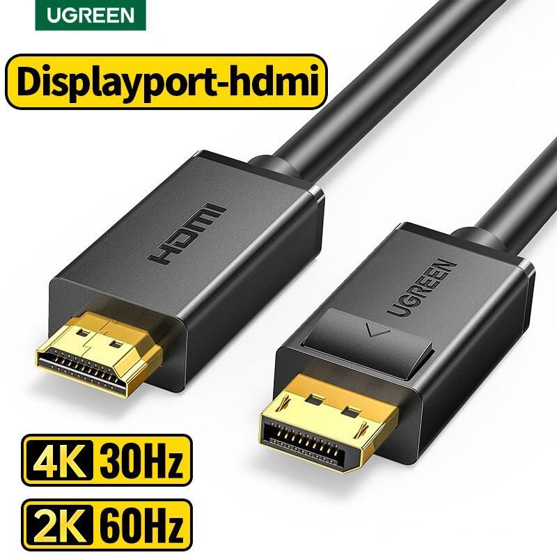 UgreenВидеокабельDisplayPort/HDMI,3м,черный