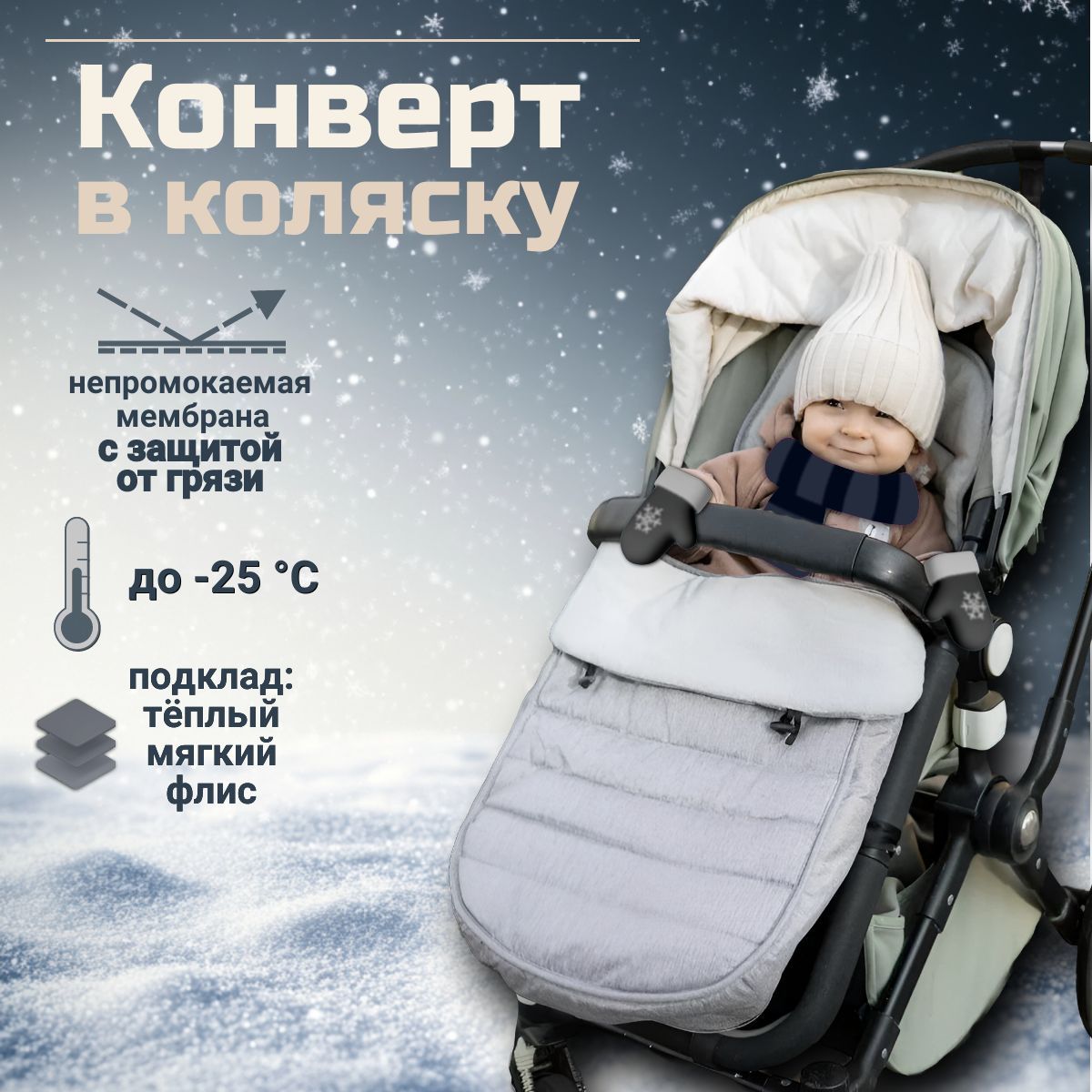 Конверт зимний в коляску прогулочную, зимний конверт в коляску