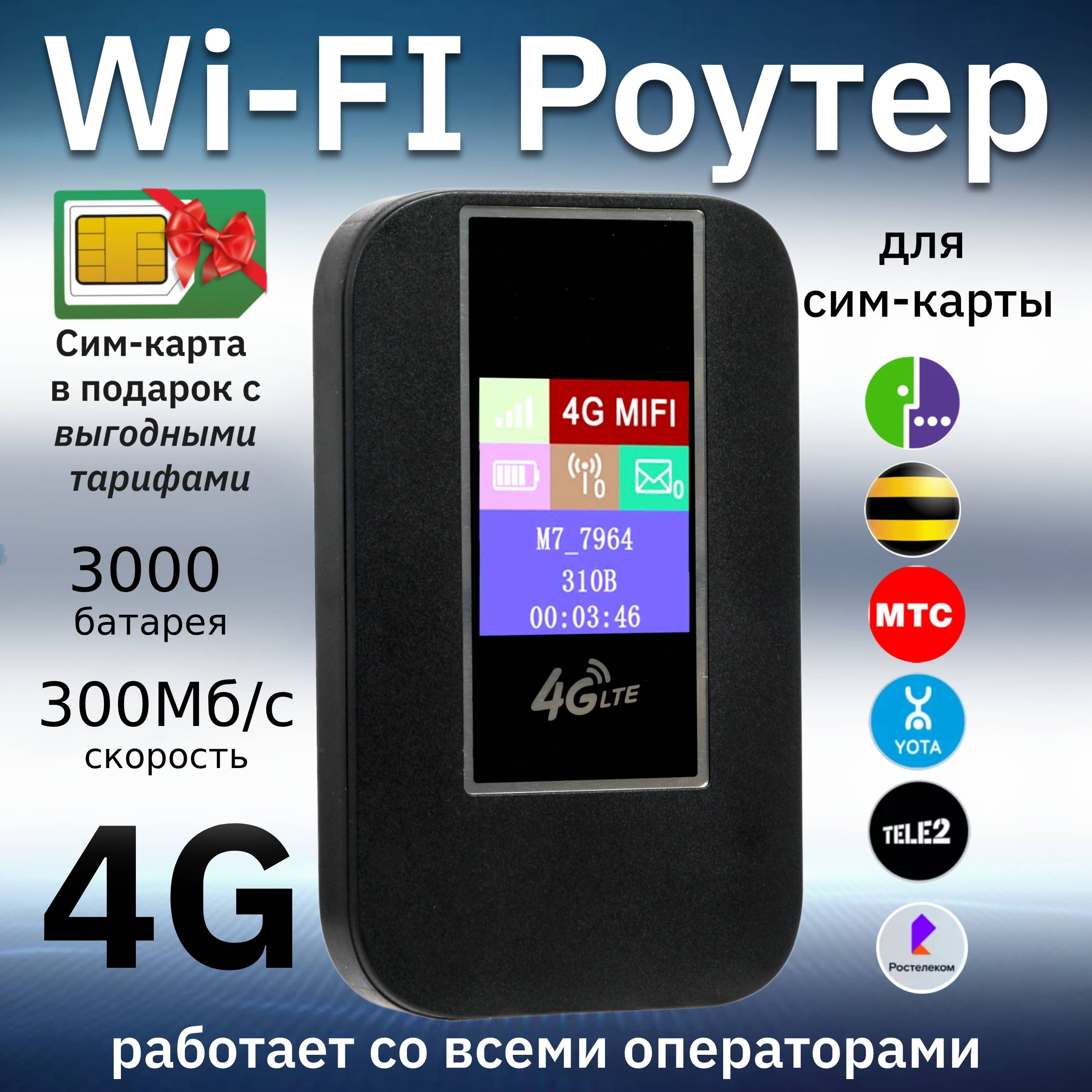 Роутер wifi с сим картой, вай фай роутер 4G