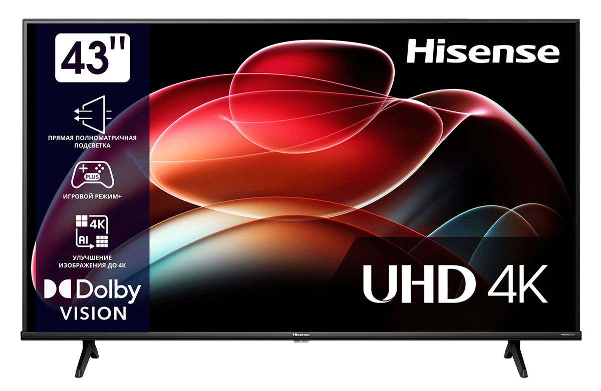 HisenseТелевизор43A6K43"4KUHD,черный