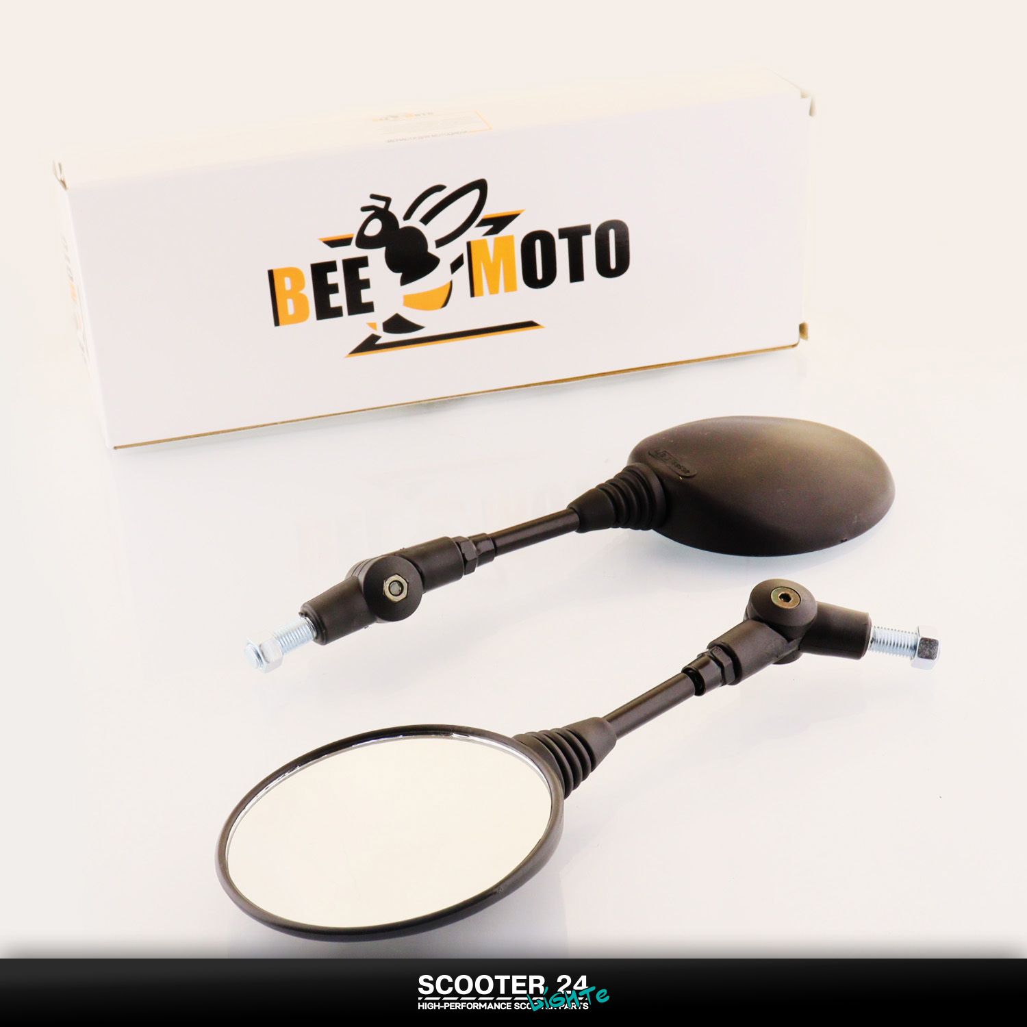 Зеркала на мотоцикл Yamaha YBR 125 (M10) круглые черные / складная ножка правая резьба Ямаха ЮБР