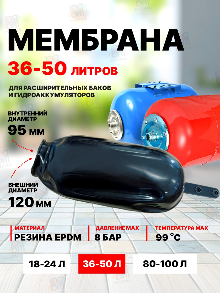 Мембранадлягидроаккумуляторовирасширительногобака36-50литра,черная.
