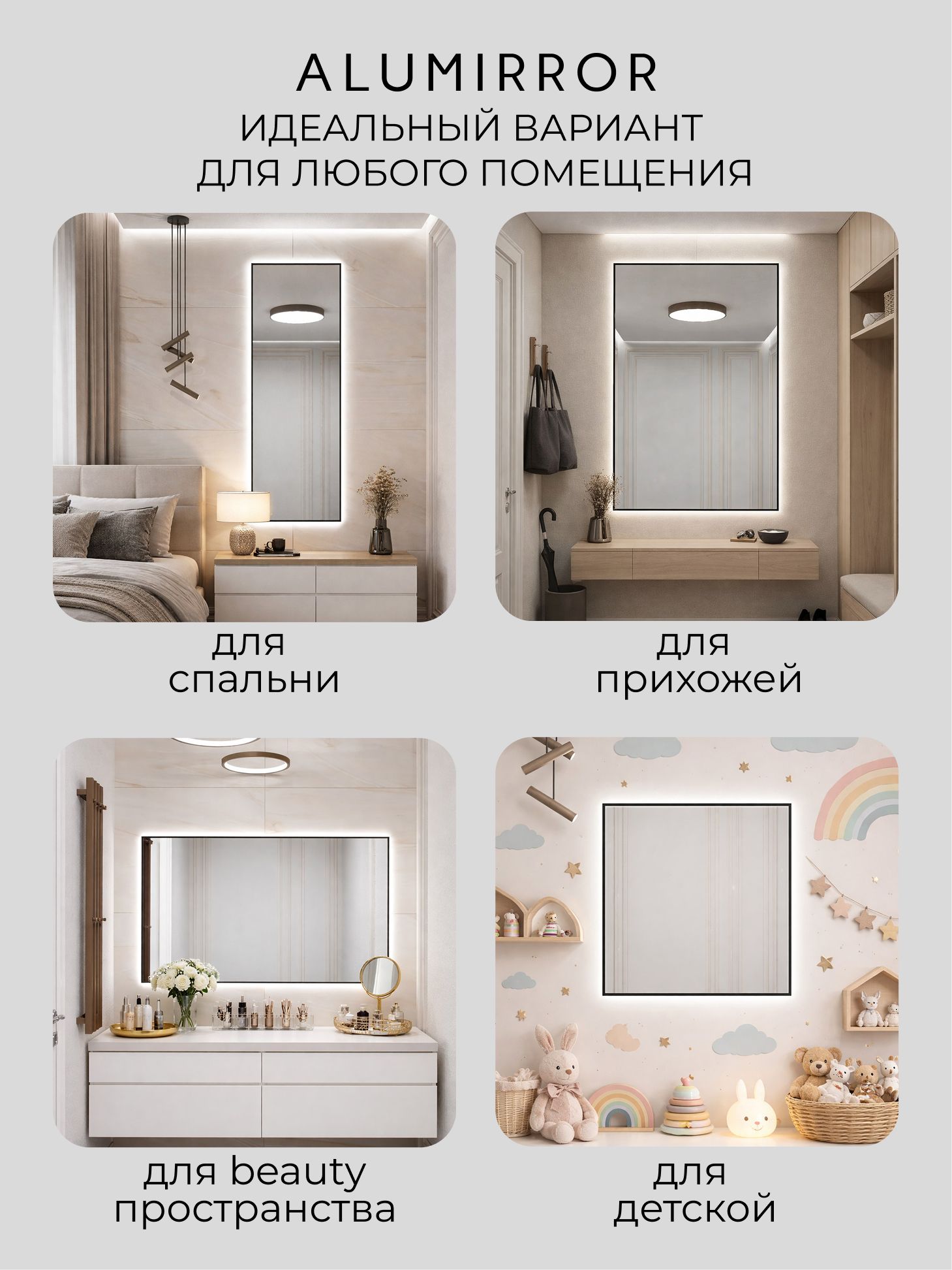 Зеркало в ванную 60х40 см с подсветкой. Свет: Холодный белый 6000К. В алюминиевой раме настенное ALUMIRROR — фото 9