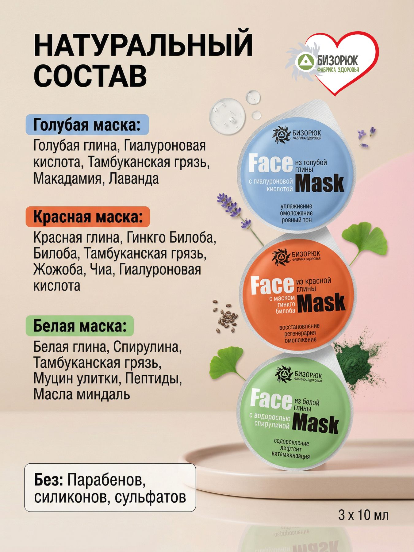 Очищающая маска для лица глиняная набор