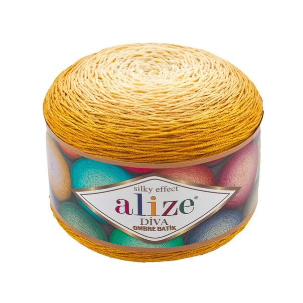 Пряжа DIVA OMBRE BATIK Alize -1моток( 7358 -канарейка) 250гр, 875метров, 100% микрофибра. Ализе Дива #1