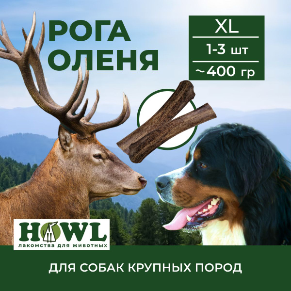 Рог Северного оленя для собак крупных пород (размер XL) 400 гр ...