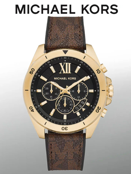 Мужские наручные часы Michael Kors золотые коричневые кварцевые ...