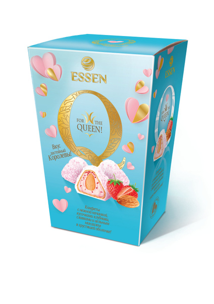 Конфеты ESSEN Q Клубника со Сливками с Миндалем и Кокосом, 6шт, 150 г ...