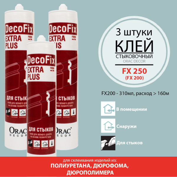 Монтажный клей стыковочный FX250 DecoFix Extra Plus 310мл, 3 шт ...