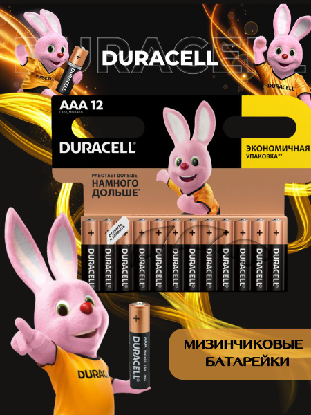 Батарейка ААА щелочная Duracell LR03-12BL Basic экономичная упаковка ...