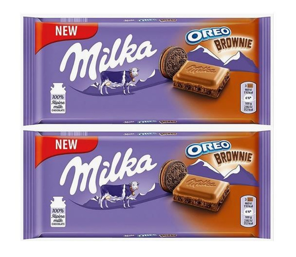 Шоколад молочный Милка Орео Брауни (Milka Oreo Brownie), 2 шт * 100 гр ...