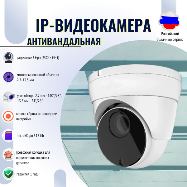 Камера видеонаблюдения Антивандальная.купольная.IP-видеокамера ...