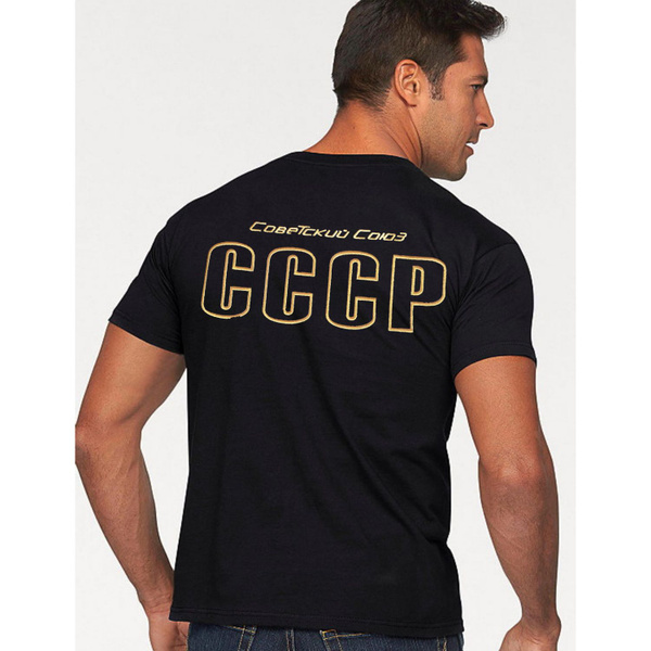 Футболка Мужской черный Средний, размер 46 Хлопок Логотип прямой ...