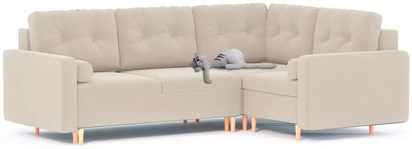 Модульный диван Угловой диван Белфаст велюр_Светло-бежевый, механизм ...